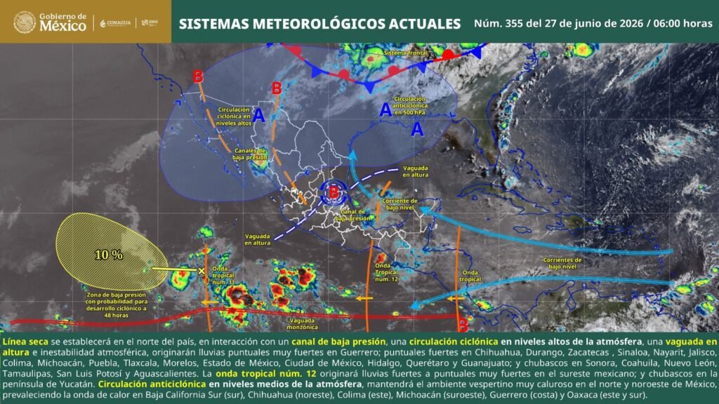Lluvias y tormentas aisladas previstas para Oaxaca durante este sábado.